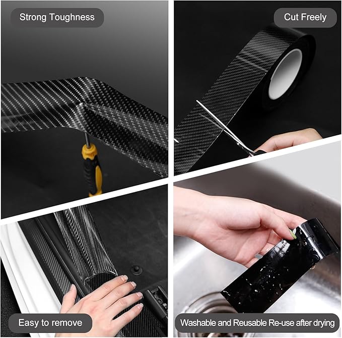 Storystore Universal Car Door Edge Guard, 2.7In x 33Ft Door Sill Protector, Automotive Anti-Collision Strip for Door Edge/Front and Rear Bumper/Door Sill Protector, Fits for Most Car, Black