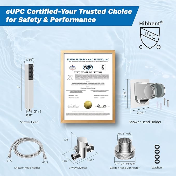 Hibbent cUPC Certified All Metal Dog Sprayer Attachment Set, Stainless Steel Pet Shower Sprayer for Dog Washing & Bathing, 4 Sprays Handheld with Pause Mode, Brass Shower Arm Diverter &119" Hose