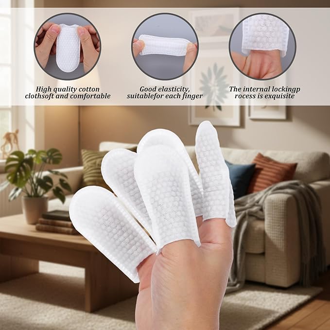 200 Pcs Cotton Finger Cots Dog Ear Wipes for Pet Ear Cleaning Cloth Finger Cots Fingers Covers Fingers Gloves Disposable for Nails Cleaning Dog Cat Teeth Cleanings Grooming Nail Trimming Precise Tasks