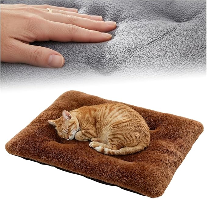hoehew Self Warming Cat Bed, 2026 Upgraded Extra Soft Pet Heating Pad, Anti-Slip Thick Thermal Dog Mat for Indoor Outdoor, Washable Blanket Pet Supplies for Small Medium Dogs Cats (Brown, Large)