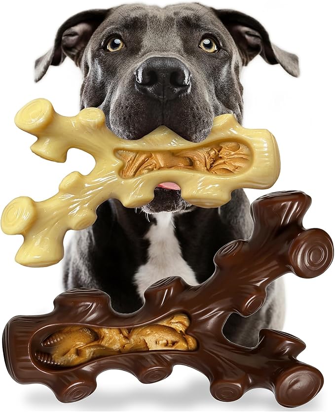 SIHRMIU Dog Chew Toys for Aggressive Chewers, 2 Pack, for Medium/Large Breed, Tough Almost Indestructible Dog Bones for Teeth Cleaning, Training, Boredom and Stimulating