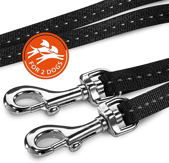 FLEXI New Classic Cord Retractable Double Dog Leash for Small Dogs Upto 18 lbs. – 16 ft., Black | Tangle Free Pet Walking Leash with One-Handed Brake, Pause, Lock