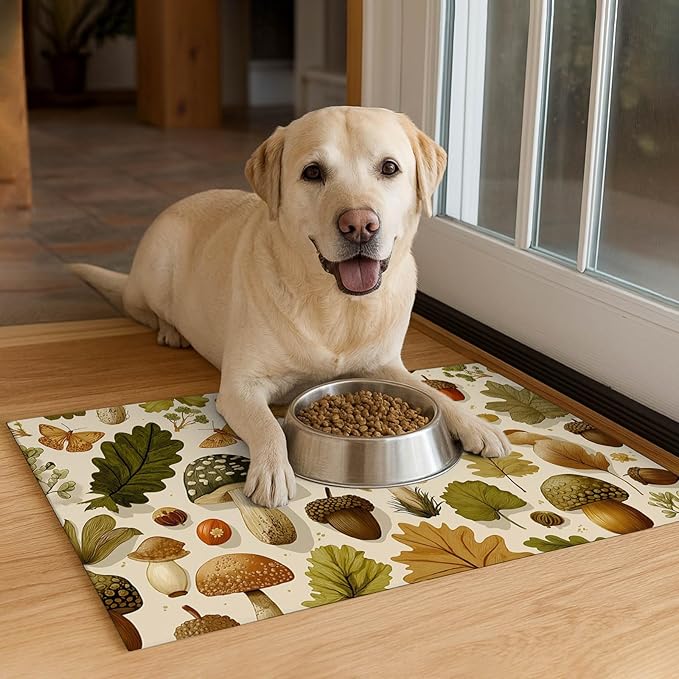 HOMETITUTE 24x16 inch Non Slip Dog Food Mat Pet Bowl Placemat for Food and Water Puppy Feeding Mat Small Dog Bowl Mats Cat Food Mat Easy Clean Feeding Mats for Small Pets