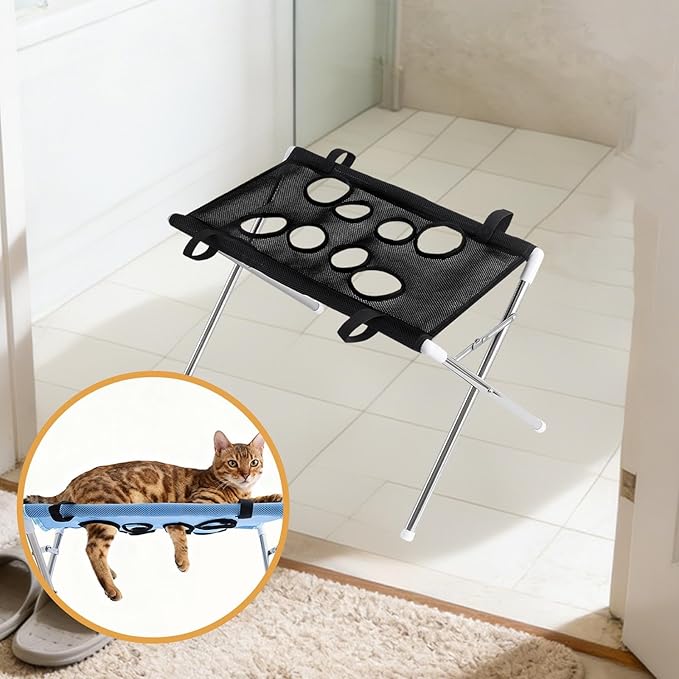 Pet Grooming Hammock with Washing Eight Hole Hammock Helper Hanging Harness for Picking Ears Nail Clipping Home, Black