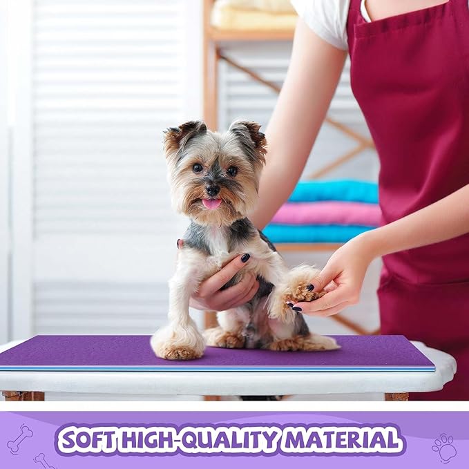 Nuanchu Extra Thick Grooming Table Mat Pad 36 x 24 x 0.24 Inches, Non-Slip PVC and Foam Pet Bathing Table Padded Mat for Grooming Pet Dogs Cat at Home(Purple)