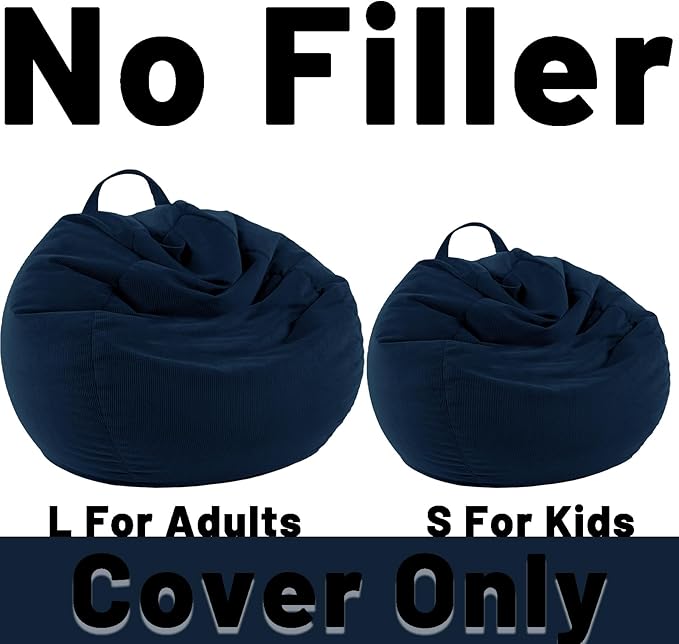 LPMOERA Stuffed Animal Storage Bean Bag Chair Cover (No Filler) For Kids and Adults.Pets Dogs/Cats Lazy Beds.Soft Premium Corduroy Stuffable Bean Bag For Organizing Children Plush Toys or Memory Foam