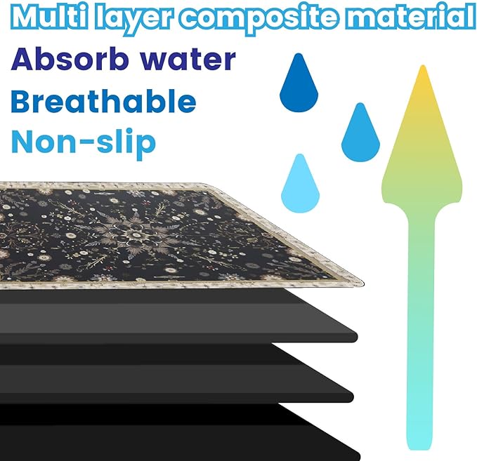 Cat Feeding Mat Vintage Pet Food Mats Black Retro Pattern Rectangle Diatomaceous Earth Absorbent Quick Dry Pet Feeding Placemat Protect Floors for Food and Water Bowl Supplies 20 x 12 Inch