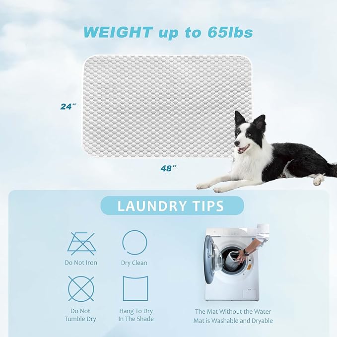 MICROCOSMOS Sleeping Pad & Pet Cooling Mat- Breathable Bubble Surface, EZ Clean. Keep Cooling for Pets, Kids and Adults in Summer.(GreyWhite, 48" x 24")