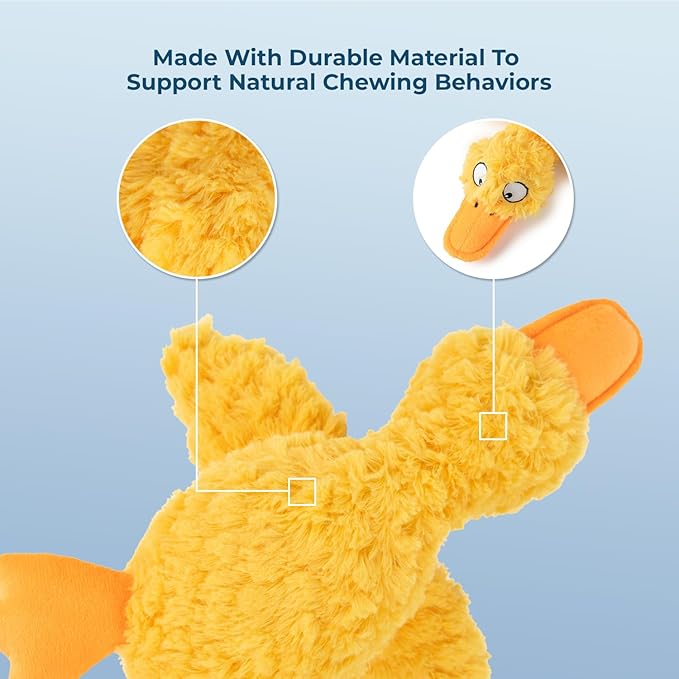 Best Pet Supplies 인터랙티브 삑삑이 강아지 츄잉 장난감, 츄어, 소형, 중형 및 대형견 및 페치 애호가를 위한 이상적인 강아지 장난감 - 더키 두들(옐로우), 스몰
