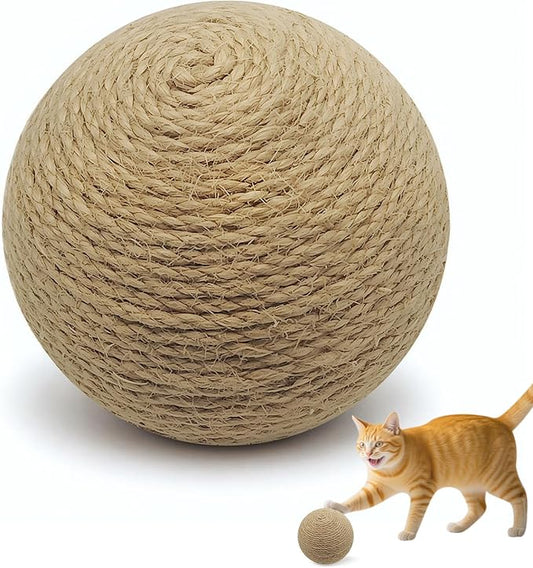 3.94 inch Sisal Cat Ball Toy, Interactive Natural Cat Scratching Ball, Perfect Scratcher for Cats' Exercise and Fun (Sisal)