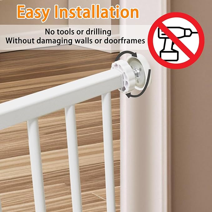 SHYUJAJIE Dog Gate for Small Dogs,Adjustable 18-48" Extra Wide Short Dog Gate for doorways,Low Pet Gate to Step Over for Stairs(White, 10" Height)