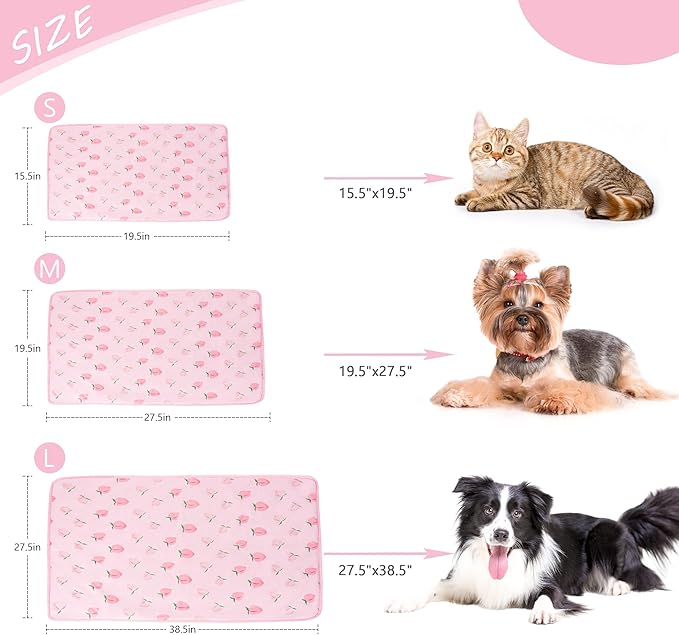 DELIFUR Cat Cooling Mat- Pet Cooling Mat Outdoor for Dogs Self Cooling Pad for Kitten Cat Puppy Machine Washable (Small, Pink Peach)