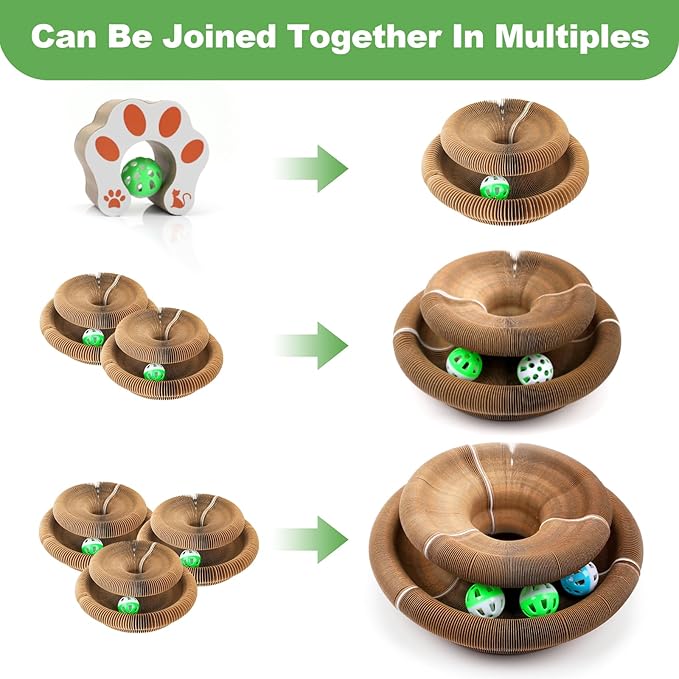 Goosheep 1 Pack Kitty Kurlz Interactive Cat Toys for Indoor Cats, Kitty Curls Magic Organ Cat Scratching Post, Cardboard Cat Scratcher Pad Ball Scratcher Board