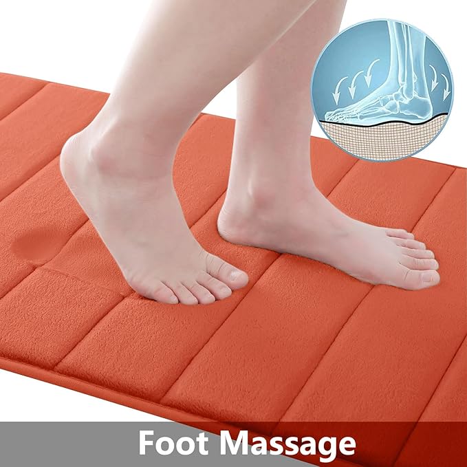 Buganda Memory Foam Bath Mat, 55" x 24", Ultra Soft and Non-Slip Bathroom Rugs, Water Absorbent and Machine Washable Bath Rug Runner for Bathroom, Shower, and Tub, Coral