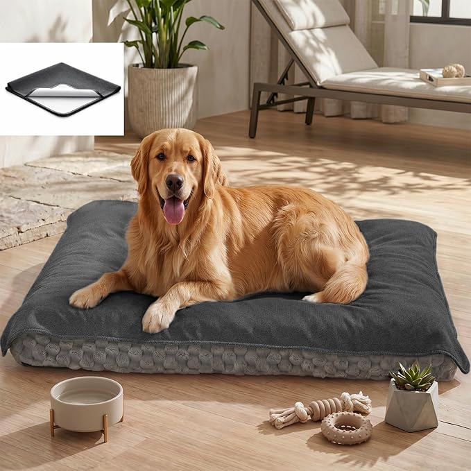 MontVoo Washable Dog Bed Cover, Absorbent Quick Dry Pet Bed Sheet, Easy Hair Removal Couch Covers for Dog/Cat, 24x35 Inches, Waterproof PU Backing Dog Bed Mat for Car Seat/Crate, Cover Only, Darkgrey