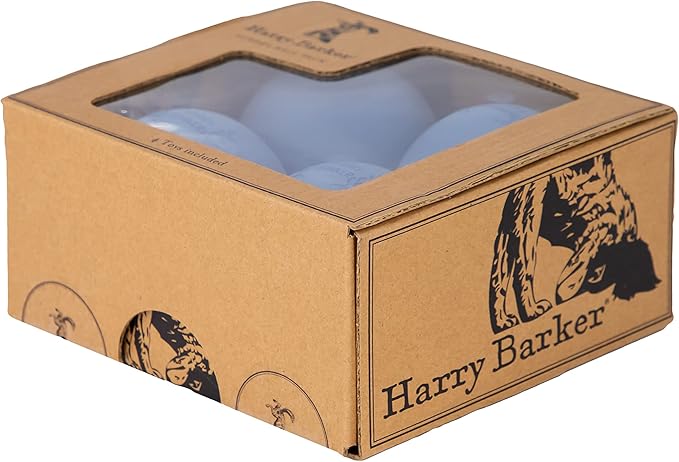 Harry Barker Natural Rubber Dog Fetch Balls, Durable High-Bounce Interactive Toy with Safety Air Vent, Treat-Stuffable Rubber Balls for Dogs, 3 Inch, 4-Pack