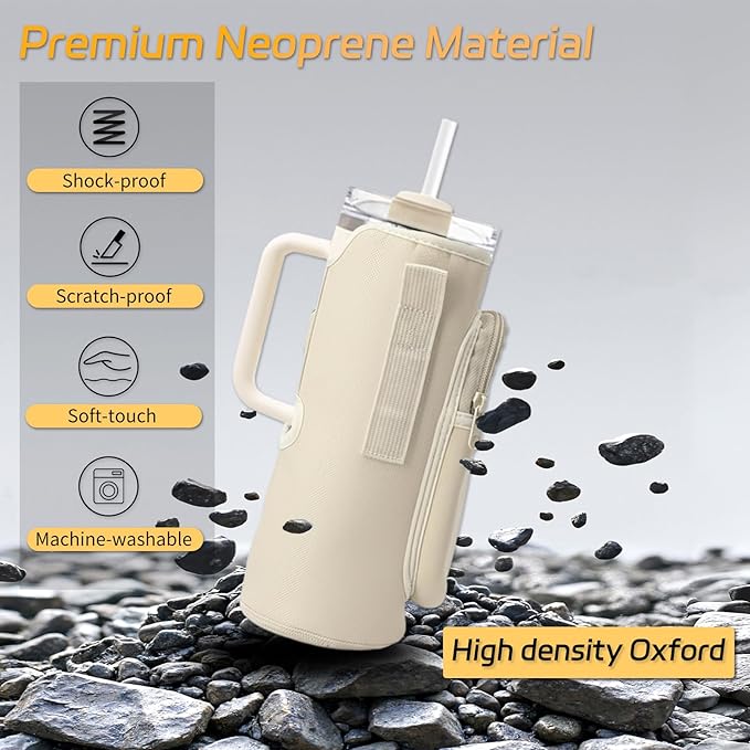 Water Bottle Holder with Strap, Insulated Crossbody Sling Bag, Carrier with Phone Pocket for Walking Hiking Camping Fishing