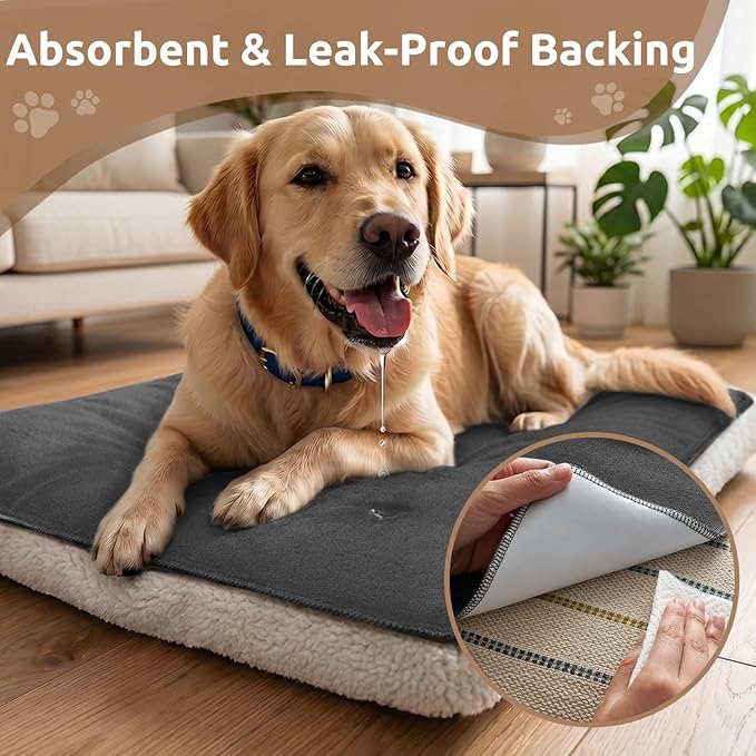MontVoo Washable Dog Bed Cover, Absorbent Quick Dry Pet Bed Sheet, Easy Hair Removal Couch Cover for Dog/Cat, 32x45 Inches, Waterproof PU Backing Dog Bed Mat for Car Seat, Crate, Cover Only, Darkgrey