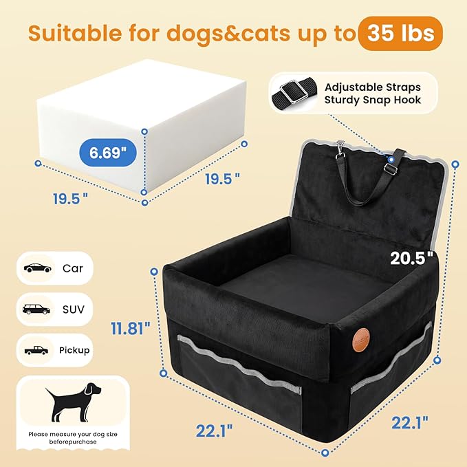 Elevated Dog Cat Car Safety Seat (Oversized)
