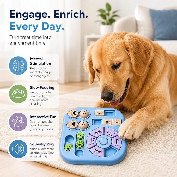 Tee Shirt Galaxy Interactive Dog Treat Puzzle Toys Durable, Dog Puzzle Toy IQ Training Slow Feeder for Large Medium Small Dogs, Squeak Enrichment & Mental Stimulation,Light Blue