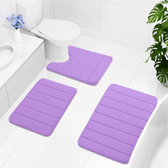 Buganda Memory Foam Bath Mat, 70" x 24", Ultra Soft and Non-Slip Bathroom Rugs, Water Absorbent and Machine Washable Bath Rug Runner for Bathroom, Shower, and Tub, Lavender