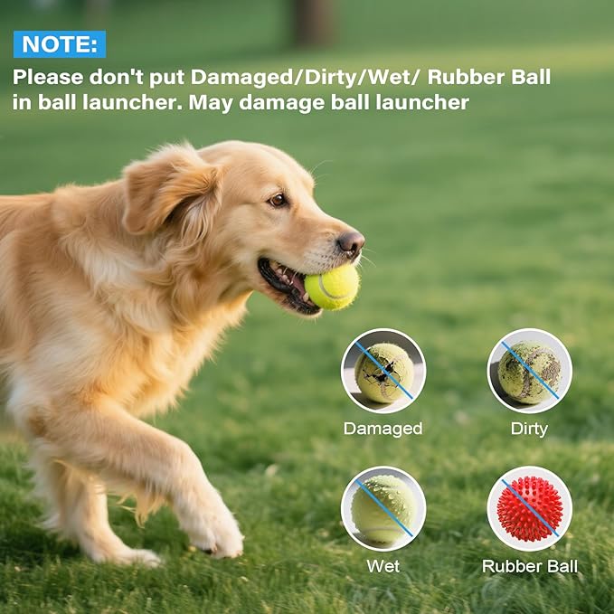 FAHKNS Automatic Dog Ball Launcher for Small Dogs,10-30FT Adjustable Throwing Distance,Rechargeable Indoor&Outdoor Interactive Dog Toy Ball Thrower with 15 Mini Tennis Balls,Blue