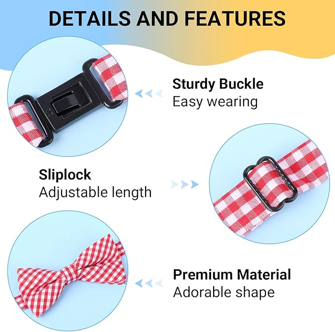 Segarty Dog Bow Tie Plaid, Bowties for Dogs, Adjustable Dog Bow Collar, Pet Grooming Bows for Dogs Cats Boy and Girl Small Medium Large Dogs Wedding Thanksgiving Christmas Costumes Neck Bow Attachment