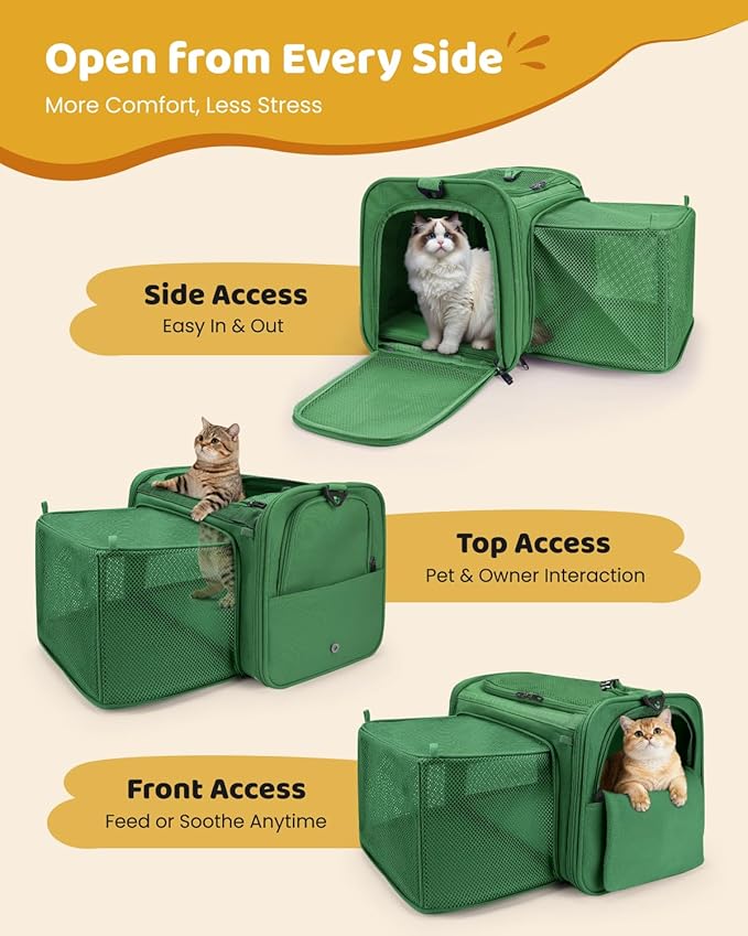 MIDOG Cat Carrier Soft for Small to Medium-Sized Cats,Up to 15 Lbs, TSA Airline Approved Soft Sided Pet Carrier,Collapsible Travel Cat Carry Bag(Grey)