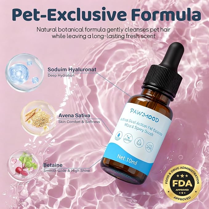 2PCS Concentrated Waterless Shampoo Essence with Pink Grooming Glove, No-Rinse & Lick-Safe Essence for Steam Brushes, Gentle Care for Cats/Kittens/Seniors, Manage Shedding & Freshness (1, Pink Glove)