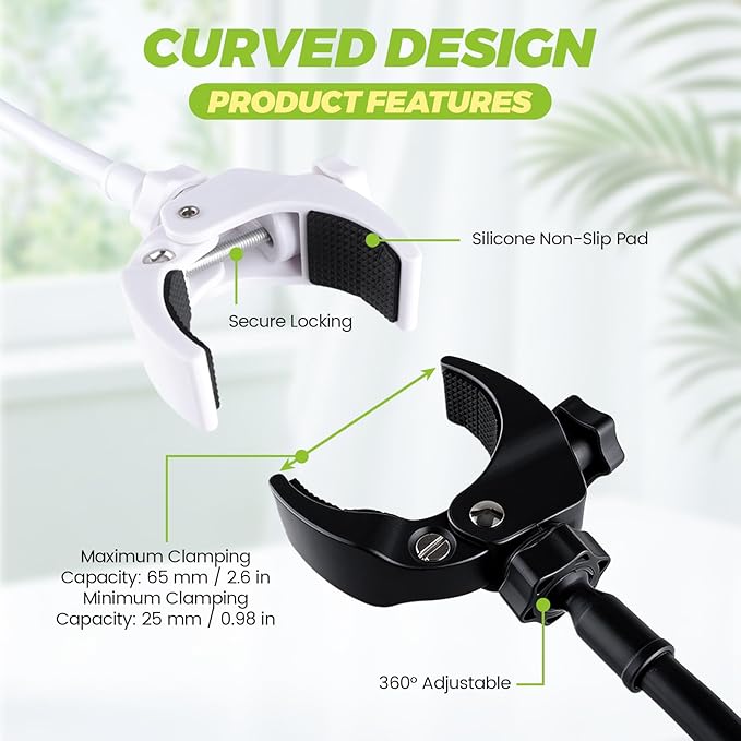 LELE LIFE Hair Dryer Holder Hands Free, 39in/100cm Adjustable Flexible Alloy Blow Dryer Stand, 360 Degree Rotating Clamp Stable Hanger for Home Salon Pet Dog Grooming (Black)