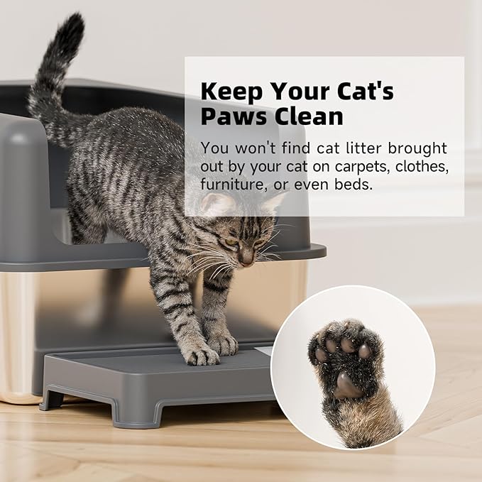 Booche Cat Ramp for Litter Box Elevated Litter Ramp for Cat Litter Boxes, Washable Easy Cleaning Steps with Filter Functions Suitable for Small & Elderly Cats(14"x10"x2.5")