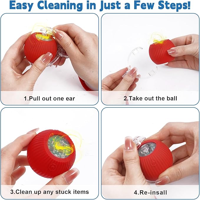 Interactive cat Toys for Indoor Cats, Speedy Tail 3.0 Cat Toy, Motion Activate cat Toy Ball，Automatic Toys for Bored Indoor Cats, Speedy Tail 2.0 Cat Toy, Rechargeabl (Red)