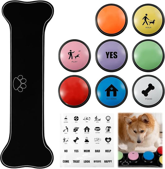 8Pcs Dog Buttons for Communication Battery Powered Voice Recording Buttons Plastic Dog Talking 8 Colors Communication for Training Your to Talk