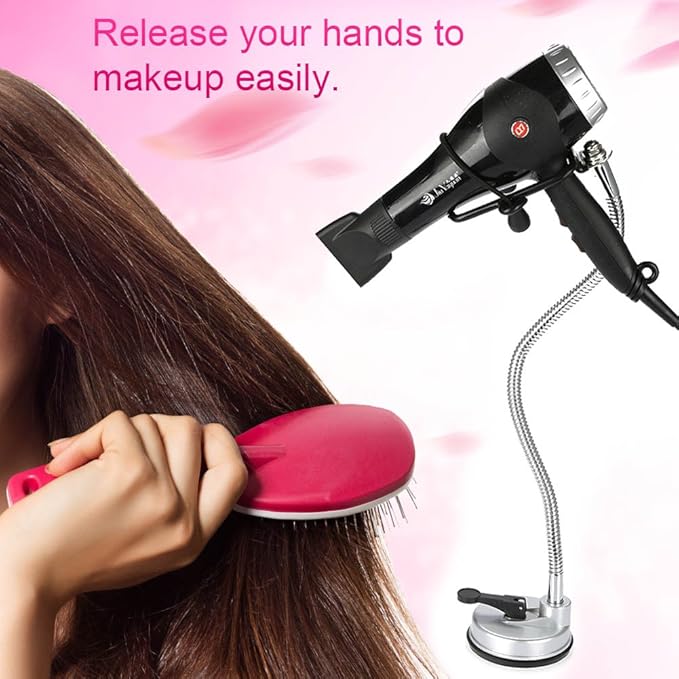 Hair Dryer Stand, Blow Dryer Stand, 360 Degree Rotating Lazy Hair Dryer Stand Hand with Heavy Base, Adjustable Height Standing Hair Dryer, Blow Dryer Holder for Countertop