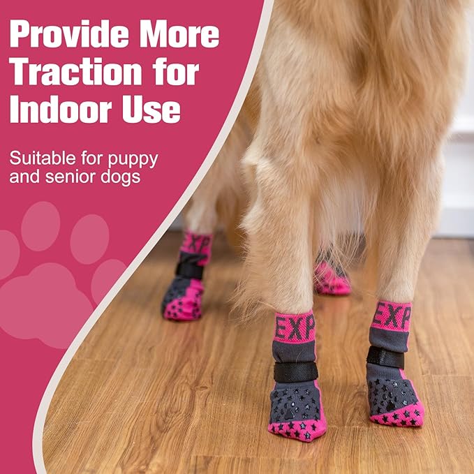 EXPAWLORER Anti Slip Dog Socks to Prevent Licking Paws - Dog Shoes for Hot Pavement, Dog Booties for Hardwood Floors, Dog Boots & Paw Protectors with Grippers for Small Medium Large Senior Dogs
