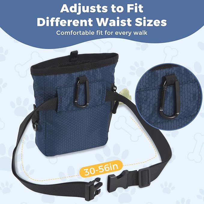 Dog Treat Pouch for Pet Training, One-Hand Magnetic Closure, Hands-Free Treat Bag with Silicone Liner, No Mess No Smell