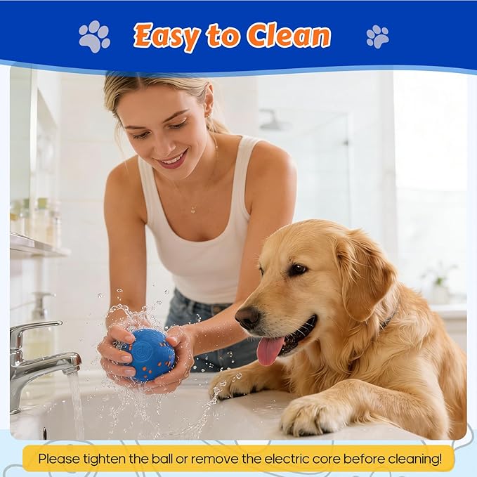 Interactive Dog Toys Ball with Chew-Resistant E-TPU Material, Smart Automatic Rolling Ball Toys for Small, Medium & Large Dogs, 2 Modes Rechargeable Moving Bouncing Dog Ball