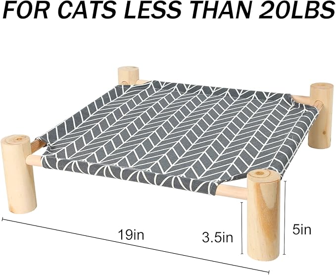 Patas Lague Cat and Dog Hammock Bed for Small Dogs, Brethable Wooden Cat Pet Rabbit Elevated Cooling Outdoor Bed Cots Furniture for Summer Arrow