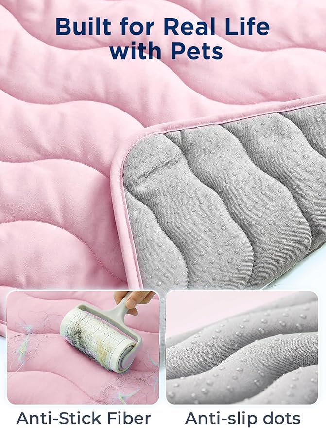 Dog Cooling Mat for Large Dogs, 42"x28" Breathable Self Cooling Crate Mat for Dogs & Cats, QMAX>0.5 Portable Washable Pet Cooling Mat for Dog Bed Thickened Cool Fiber Indoor/Outdoor Summer,Pink