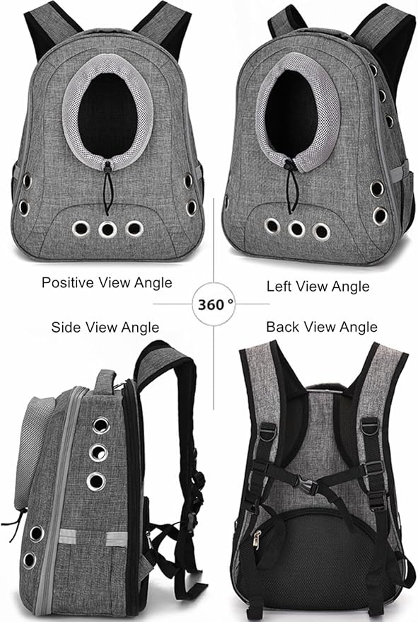Small Dog Cat Chest Backpack Carrier,Large Space Ventilated Front Facing Backpack Carrier for Puppy,Lightweight Doggy Backpack for Hiking,Camping,Travel,Outdoor,Max 12 lbs(‌Gray)