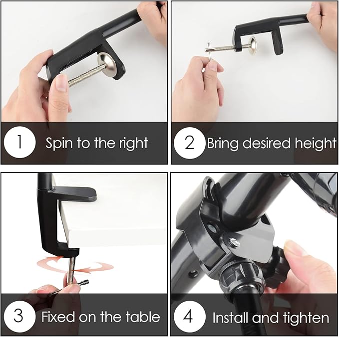 Linkidea Hands Free Blow Dryer Holder, Stainless Steel Grooming Dryer Hose Stand, Adjustable Hair Dryer Clamp Mount for Dog Pet Grooming Table Countertop (Black)