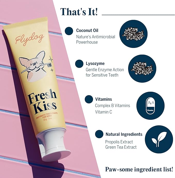 Fresh Kiss Enzymatic Dog Toothpaste All Flavors Set - Vet Approved Organic Fomula, Tartar Remover for Dogs, with Toothbrushing Calendar & Guide, Chicken & Coconut & Mint & Peanut Butter