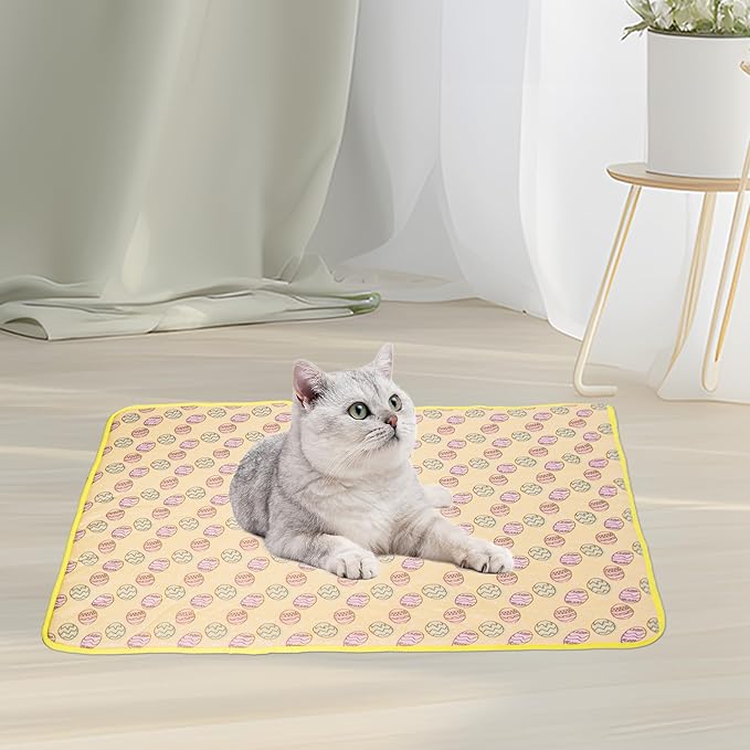 NACOCO Pet Cooling Mat Cat Dog Cushion Pad Summer Cool Down Comfortable Soft for Pets and Adults (L, Yellow)