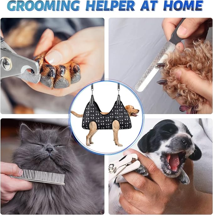 ATESON Pet Dog Grooming Hammock Harness for Grooming (XL 80lb), Dog Sling Holder for Clipping Nails with Clippers, Pet Comb