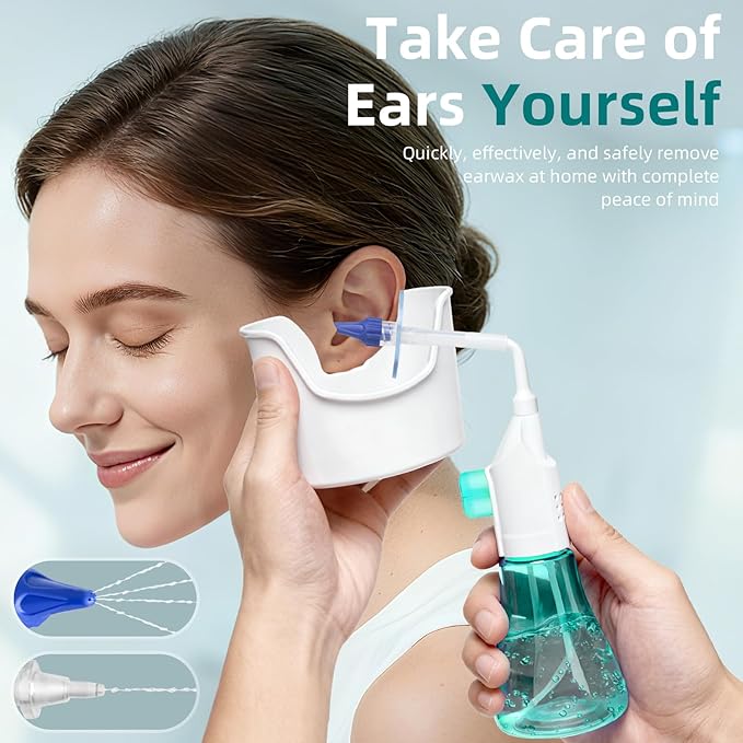 QISXROVY Ear Wax Removal Tool, Ear Cleaning Kit, Safe Ear Irrigation Flushing System for Adults & Kids, Large (50pcs accs), Green