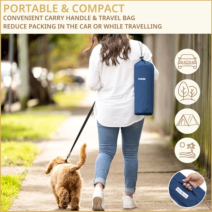 Dog Travel Mat - Portable Waterproof Foldable Dog Bed for Home, Car, Crate & Outdoor - Washable Roll Up Pet Mat for Medium & Large Dogs (39"x30") - Includes Carry Bag