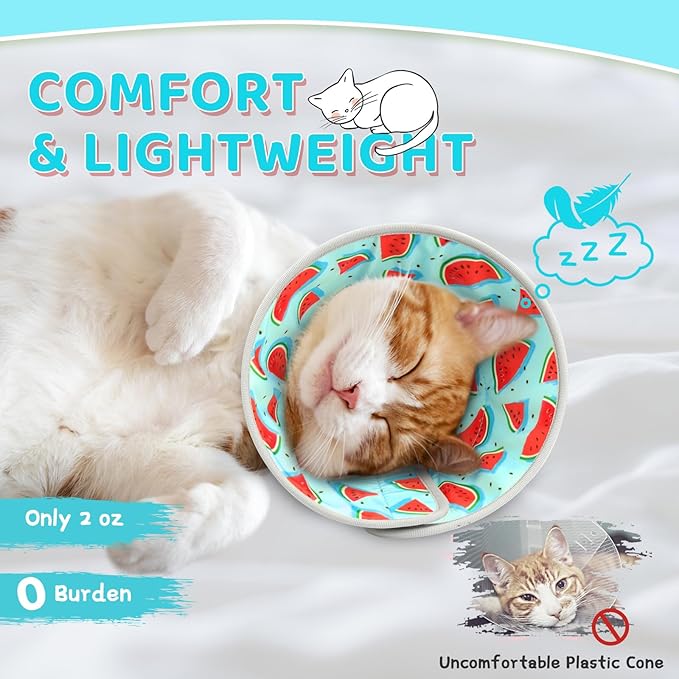 Cat Cone Collar Soft to Stop Licking, Adjustable, Foldable Lightweight Kitten Cones After Surgery Recovery for Cats & Kittens, Cat Cone Alternative, Easy Eating (Blue, S)