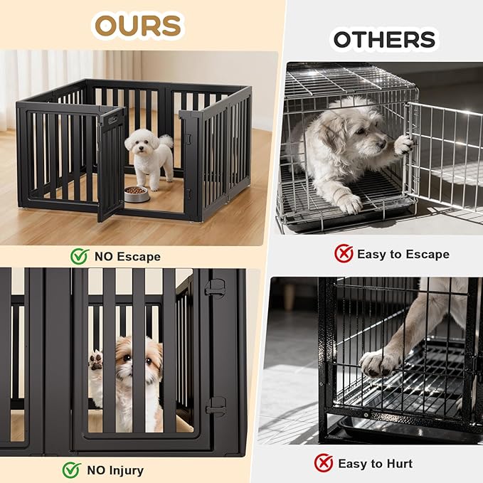 Dog Playpen, Clear Dog Pen, Dog Pen Indoor, Easy to Install and Remove Dog Play Pen, Puppy Playpen Suitable for Dogs, Cats,Dog Playpen Indoor(Black, 23.6 Inch Height, 8 Panels)