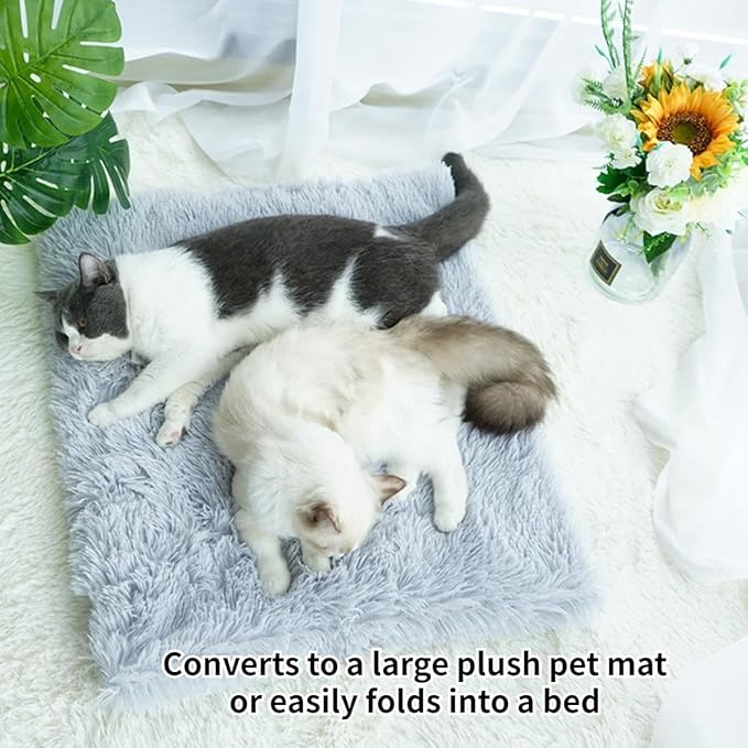 Cat Beds Small Dog Bed, Self Warming Cat Dog Mat Washable Warm Fluffy Pet Pad Calming Cushion Soft Kitty Bed for Indoor Outdoor Crate Pets Cat Small Dog Sleeping (Colored Pink)