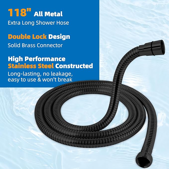 Hibbent All Metal Dog Sprayer Attachment Set, Stainless Steel Pet Shower Sprayer for Dog Washing and Bathing, 4 Sprays Handheld with Pause Mode, Brass Shower Diverter, 119" Hose, Oil-rubbed Bronze